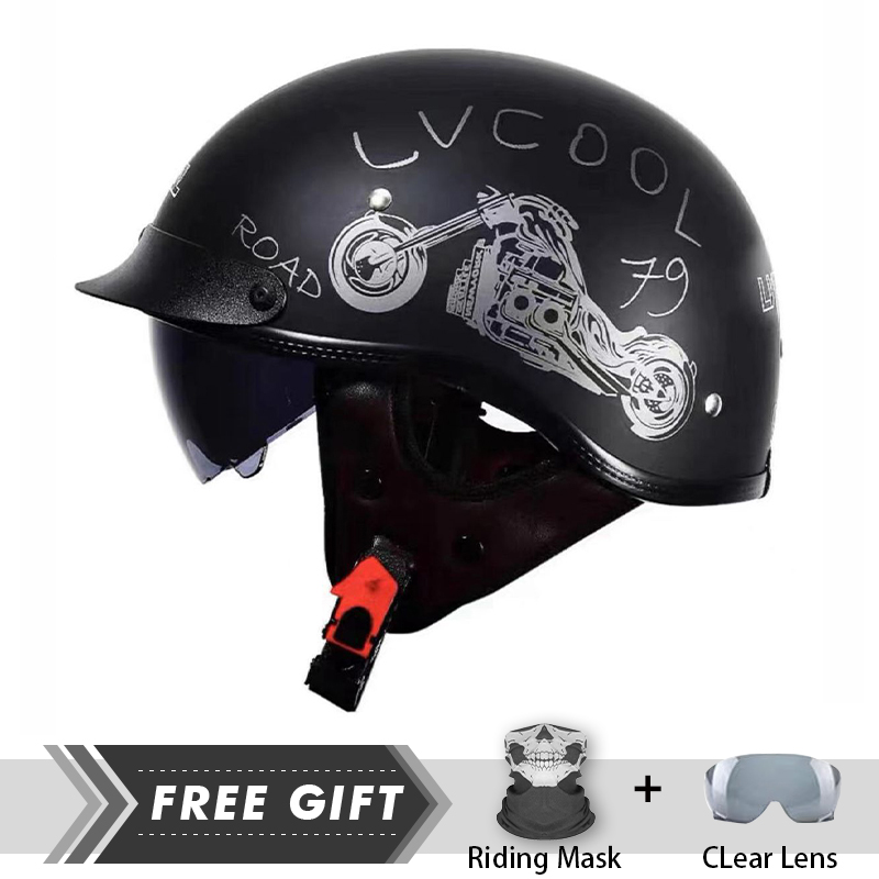 Men Women Half Face Helmet ABS - đánh giá và giá Motorcycle Gear Store