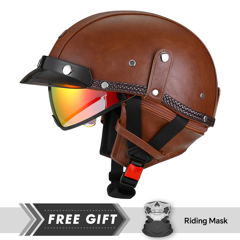 Adult Retro Half Face Helmet D - đánh giá và giá Motorcycle Gear Store