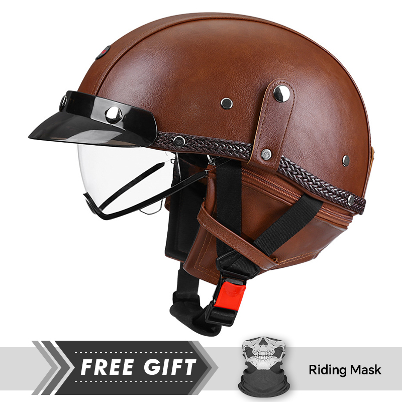Adult Retro Half Face Helmet D - đánh giá và giá Motorcycle Gear Store